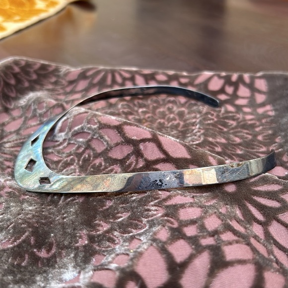 Sterling Silver Cut Out Choker Collar Necklace - Picture 7 of 14
